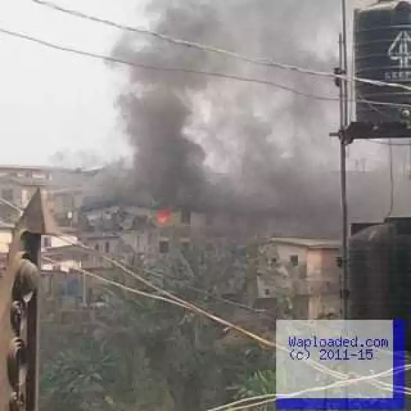 Photos: House On Fire In Ogba, As Fire Fighters Save Baby In Lagos